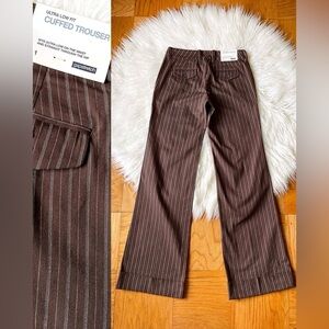 Vintage 2006 ultra low rise cuffed wide leg trouser Gap brown pinstripe size 1